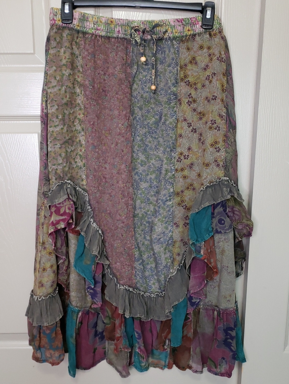 Bohemian Patchwork Maxi Skirt - Multicolor